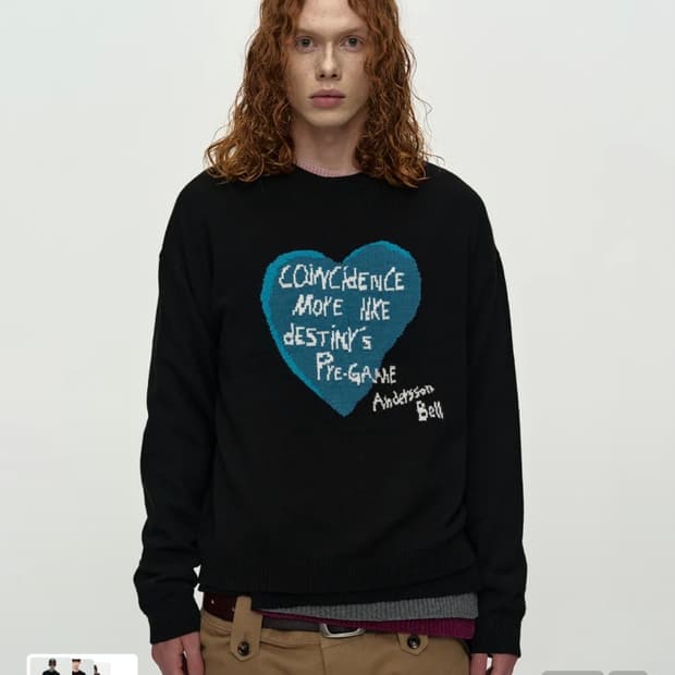 앤더슨벨 하트 메세지 니트 / 블랙 XL