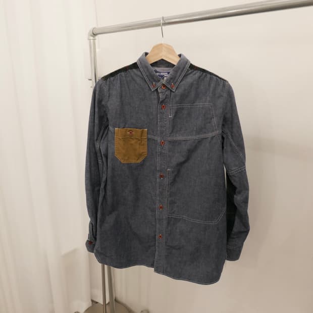 준야 와타나베 체크 패치 데님 셔츠