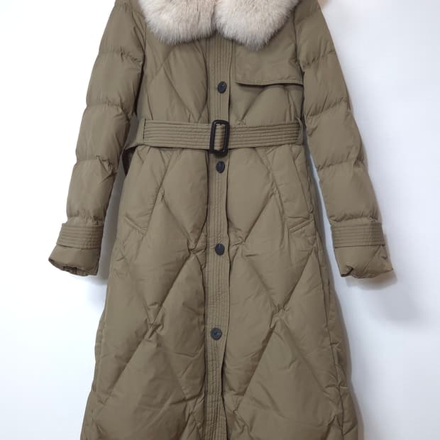 보브 VOV 2022 폭스퍼 구스 벨티드 롱패딩 55 사이즈