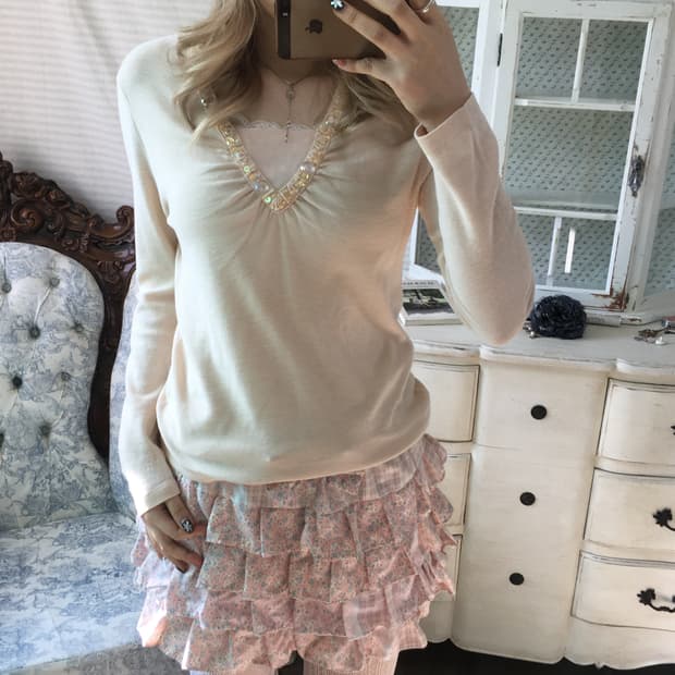 jpn vintage fairy pink beads top