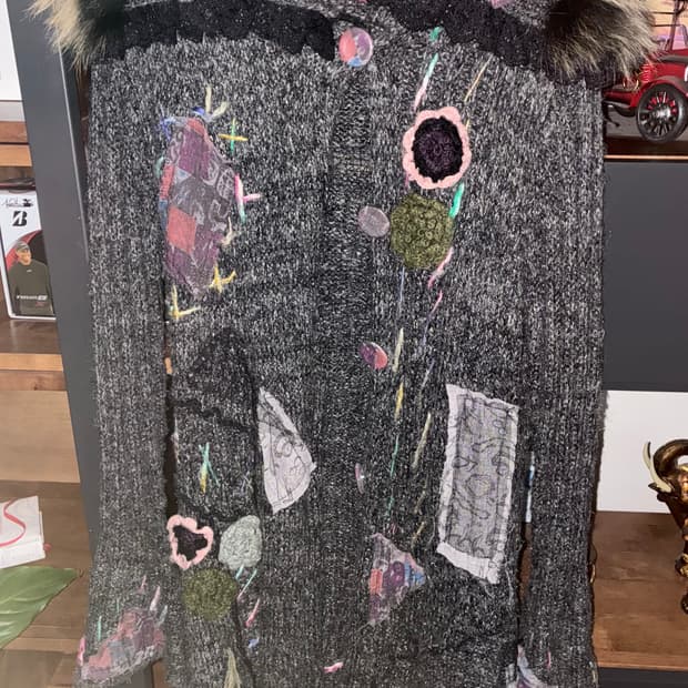 핸드메이드 디테일 퍼 롱 가디건