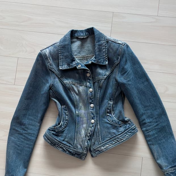 워싱 딱붙 청자켓