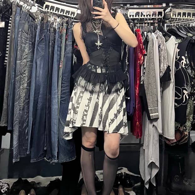 히스테릭글래머 프린팅 스커트