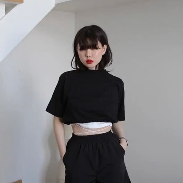 프레클 band crop tee-black