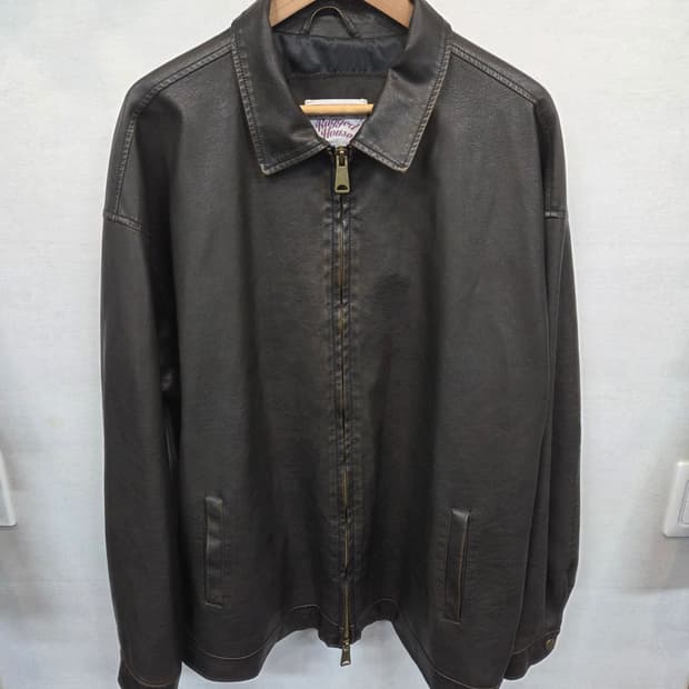 러기드하우스 빈티지워싱 투웨이 레더 자켓 xxl