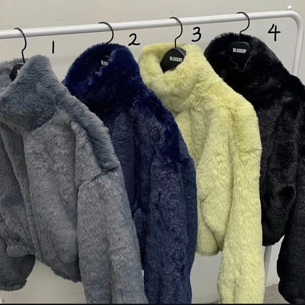 블랙업 메이드 자체제작 로샤 민트 그린 퍼 자켓