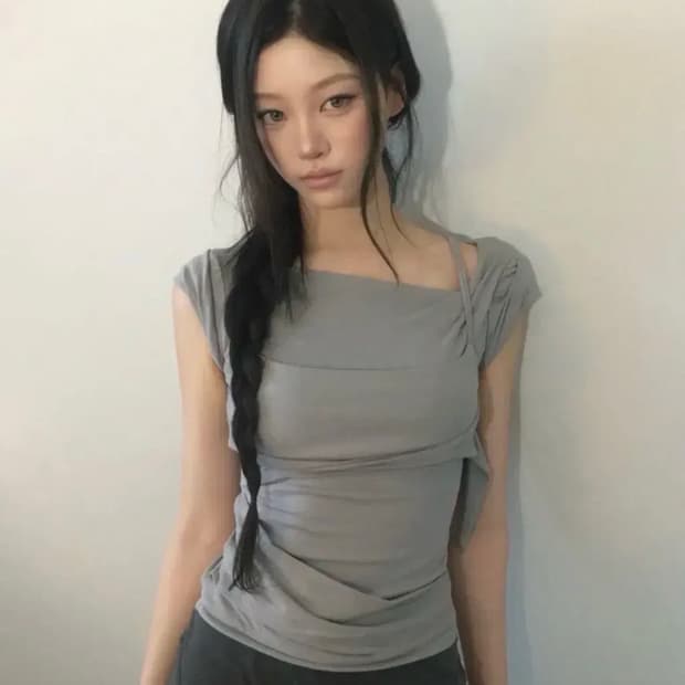 플레어업 레이어드 뷔스티에 티셔츠 그레이