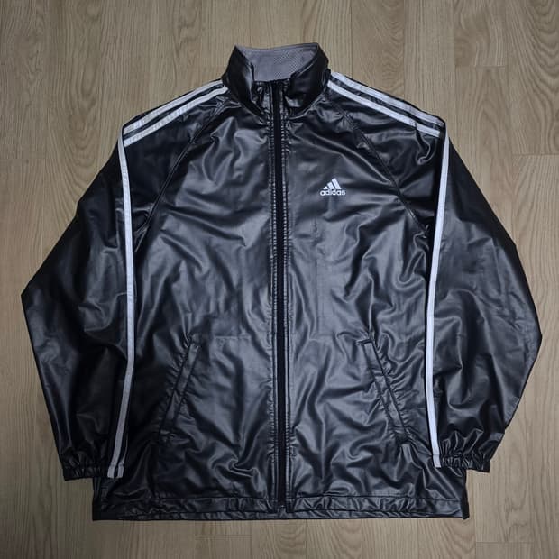 Adidas 아디다스 유광 블랙 삼선 바람막이 105