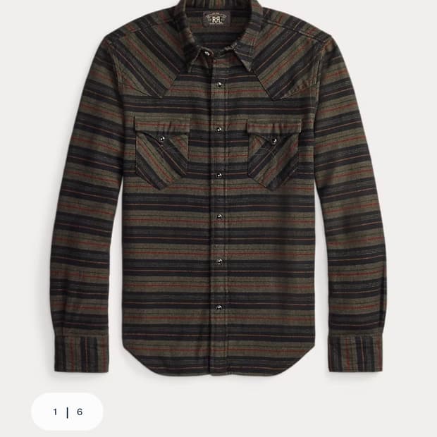 Rrl 더블알엘 슬림핏 플래드 트윌 웨스턴 셔츠