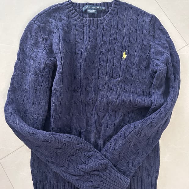 폴로 케이블니트 s 네이비