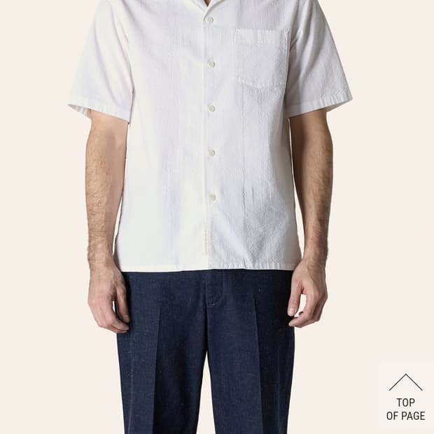 L) 바스통 232 시어서커 오픈칼라 화이트 반팔