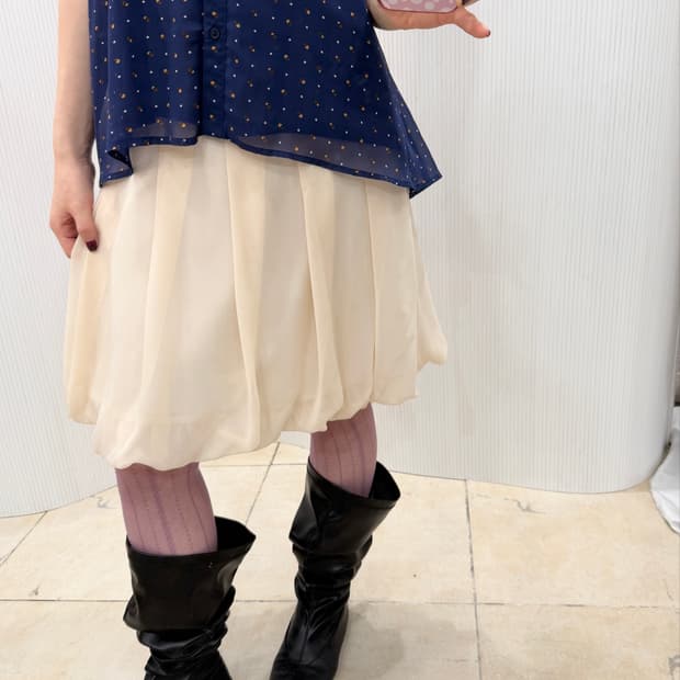 Soft sheer balloon midi skirt