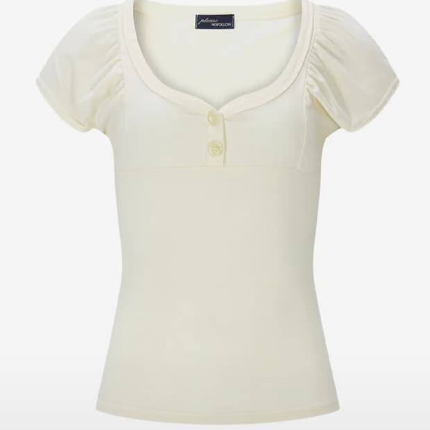 플리즈노팔로우 시아 버튼 셔링탑 레몬