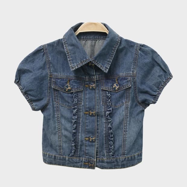 셔링 크롭 데님 자켓 67173