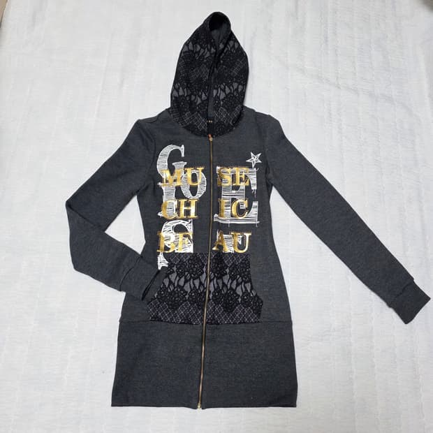 오네갸루 블랙대장 레이스 롱 후드집업