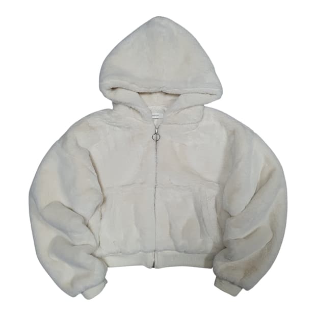 ✨ (바배) 여성 크롭 퍼 후드 집업