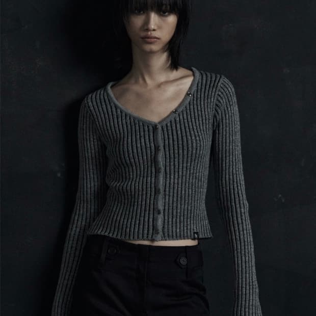 시너진 믹스드 컬러 가디건 그레이