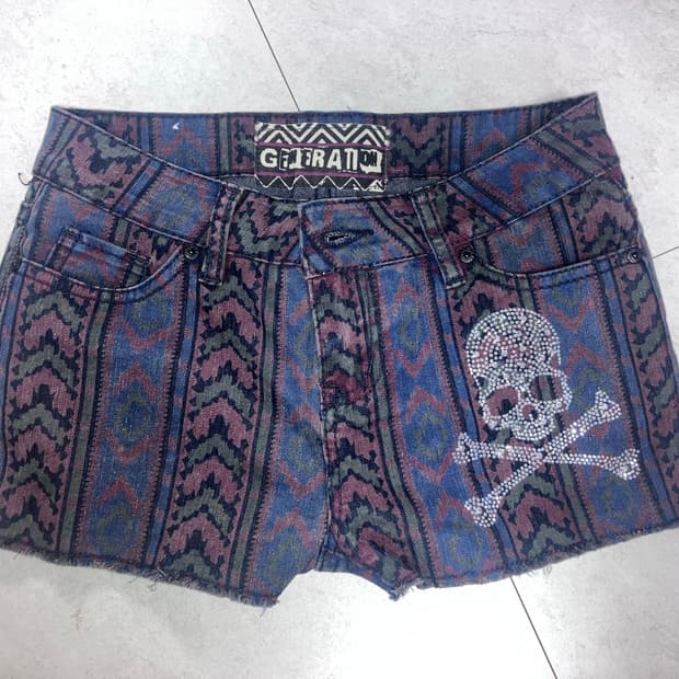 punky Emo Skeleton cubic short pants 