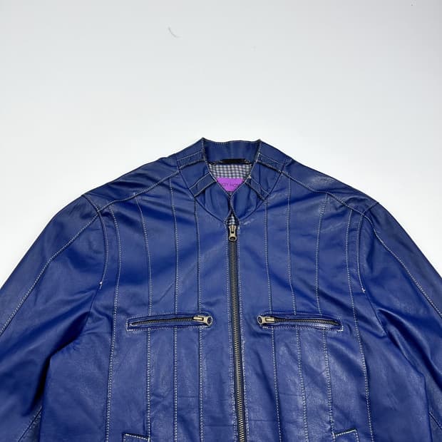VTG 빈티지 소가죽 블루 레이싱 가죽자켓 (L)