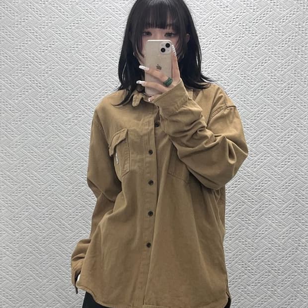 칼하트 리메이크 빈티지 오트밀 브라운 워크 셔츠 XL C10835