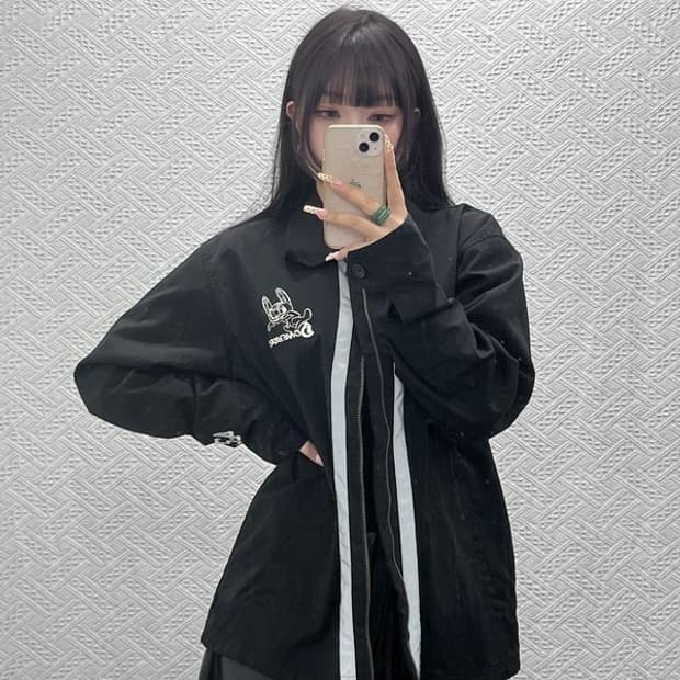 스투시X네이버후드 희귀 키치 리플렉티브 집업 자켓 L C09674