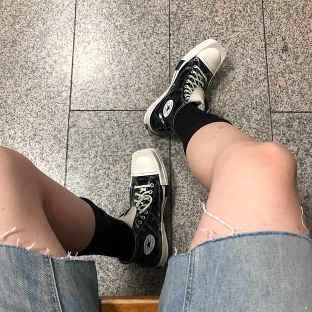 컨버스 x 다크쉐도우 터보다크 척 70 하이 블랙 래커드 데님
