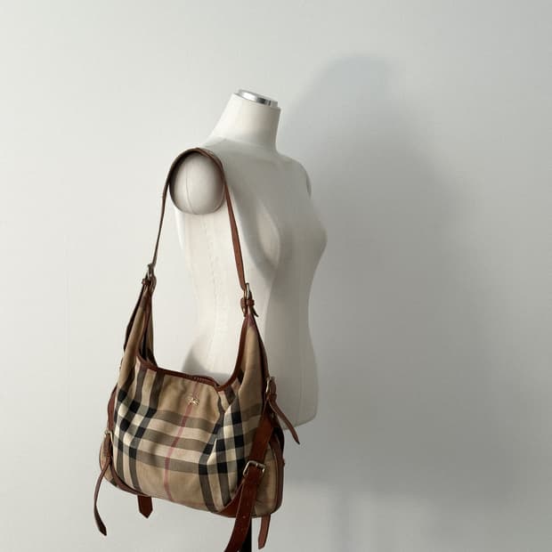 Burberry Canvas Leather Hobo Bag