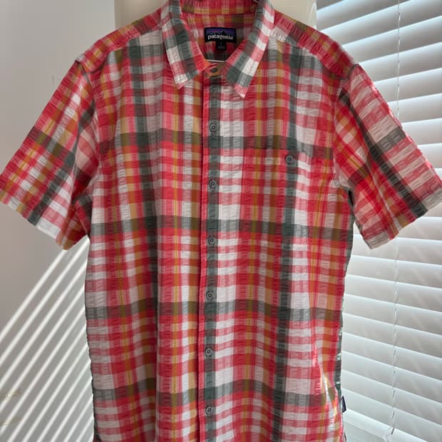 [L] 파타고니아 시어서커 체크 반판셔츠 