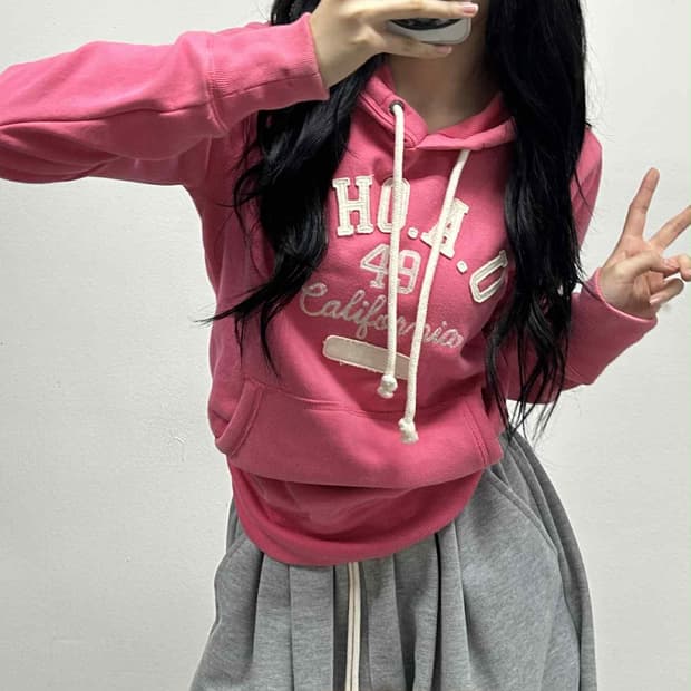 후아유 y2k 러블리힙 스웨트셔츠 후드티(L)