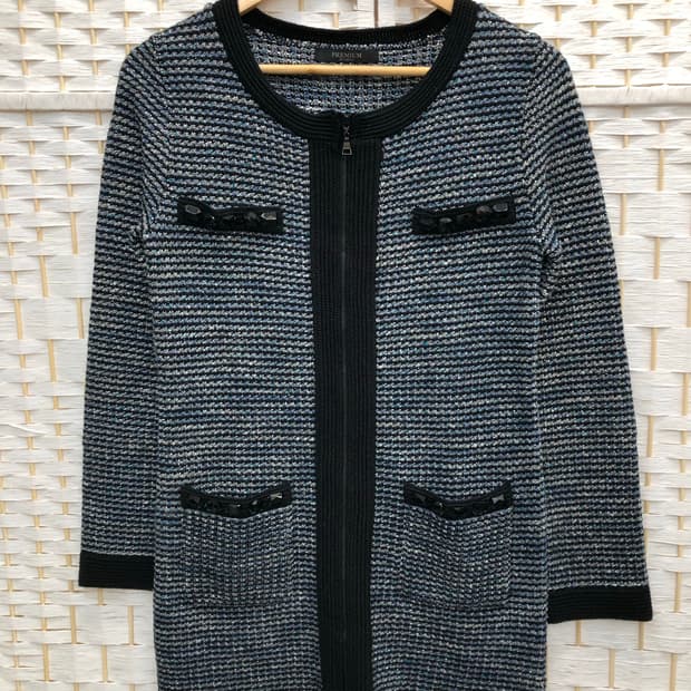 비즈포켓 트위드가디건