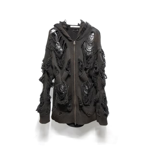 칠드런오브더디스코댄스 디스트레스드 후디 파카 집업