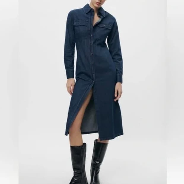 [66]자라 데님 셔츠 원피스