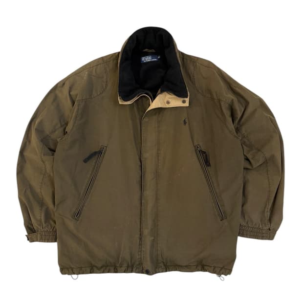 90s 폴로 랄프로렌 플리스 후드 파카 올리브 카키