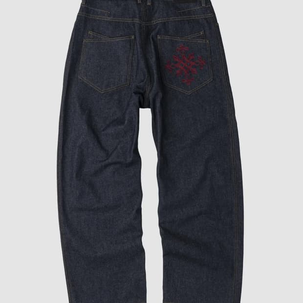 슬로우애시드 백로고 데님팬츠