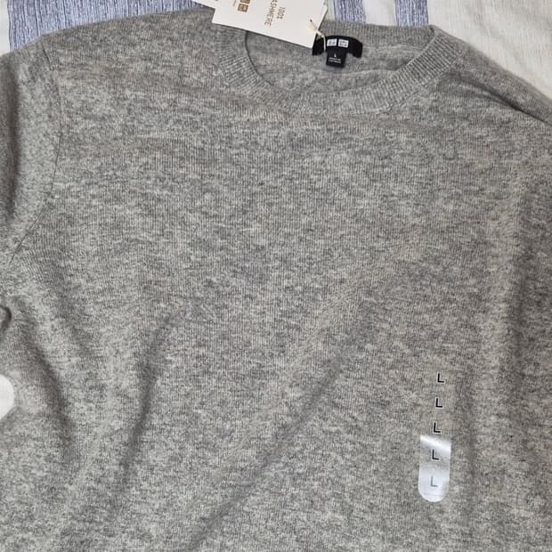 유니클로 캐시미어니트 03그레이 L 새상품