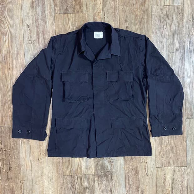 90s 미군 립스탑 BDU 셔츠 블랙 357 MR
