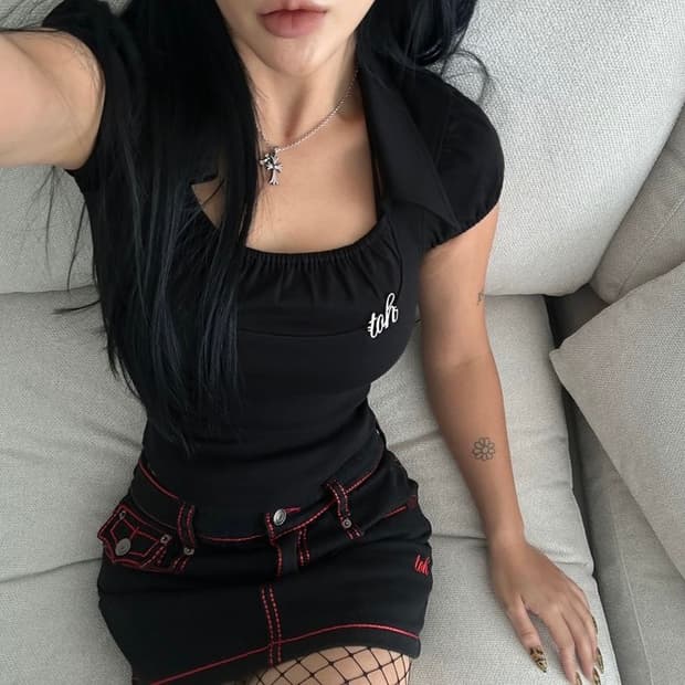 Toh Dolly top black 돌리탑