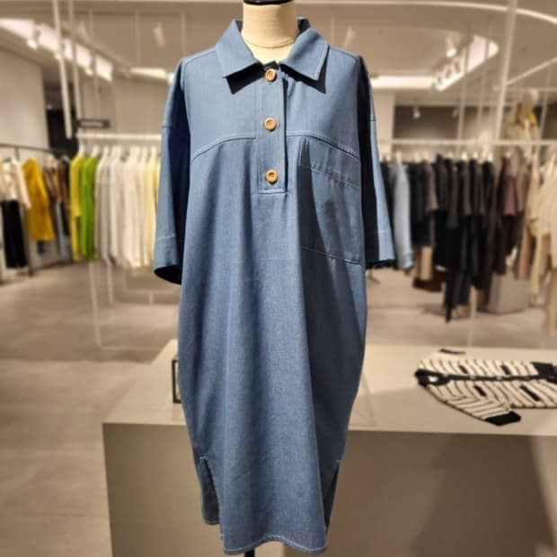 [[여성 F, A급] 스튜디오 톰보이 데님 카라넥 반팔원피스@209