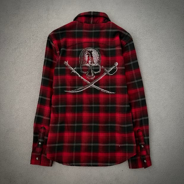 Abordage skull stud check shirt