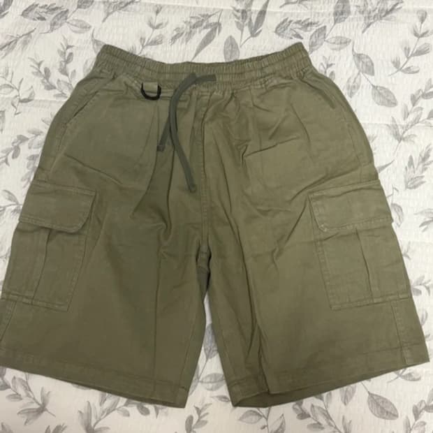 모더먼트 와이드 카고 반바지 카키