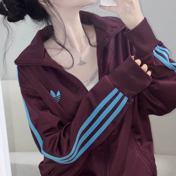 아디다스 대대장급 버건디 민트 블루 파이어버드 트랙탑 105