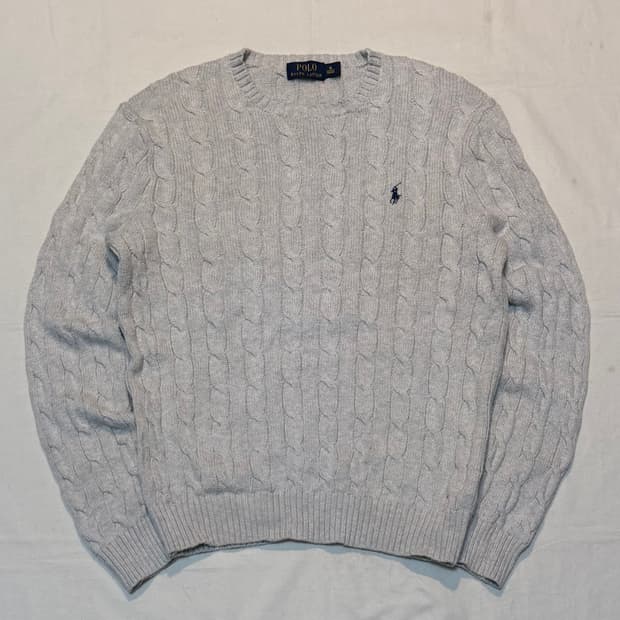 폴로 랄프로렌 꽈배기 케이블 니트 멜란지 그레이