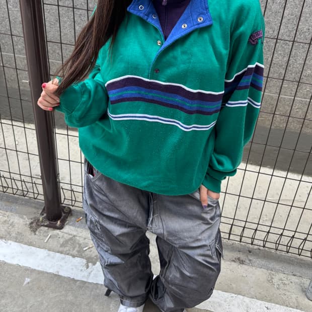 Adidas그린 스트라이프 맨투맨