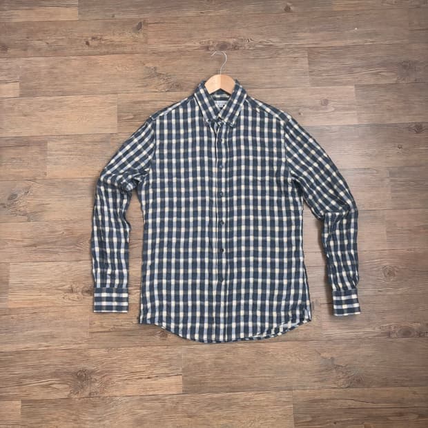 솔리드옴므 실키한 느낌 체크 셔츠 슬림 100 우영미 소매 마모