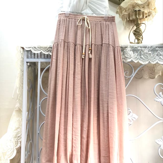 light pink beads strap long skirt