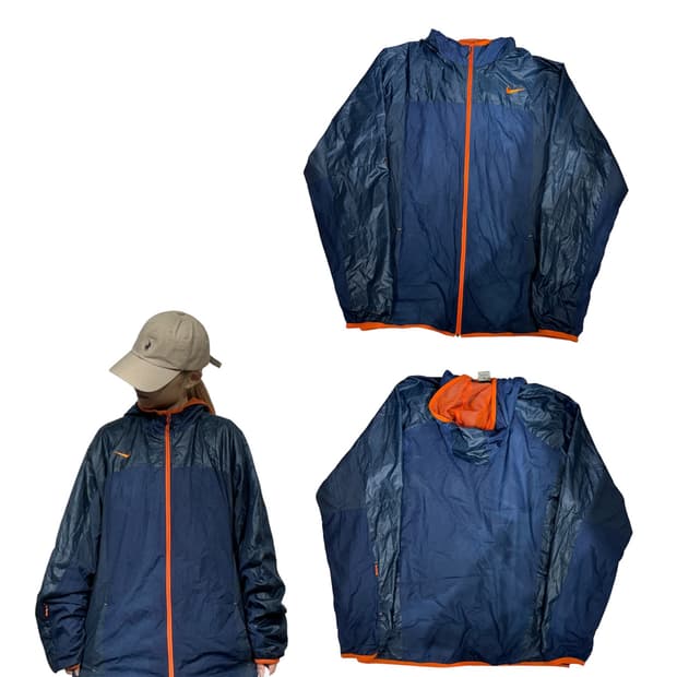 나이키 네이비 후드 오버핏 바람막이 자켓 XL