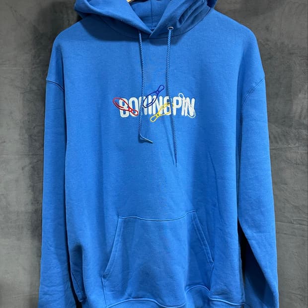 챔피온 Champion ECO 볼링핀 자수 후드티 블루 L