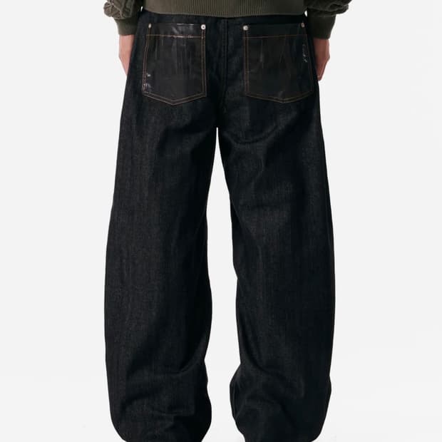 아캄 레더 패치 데님