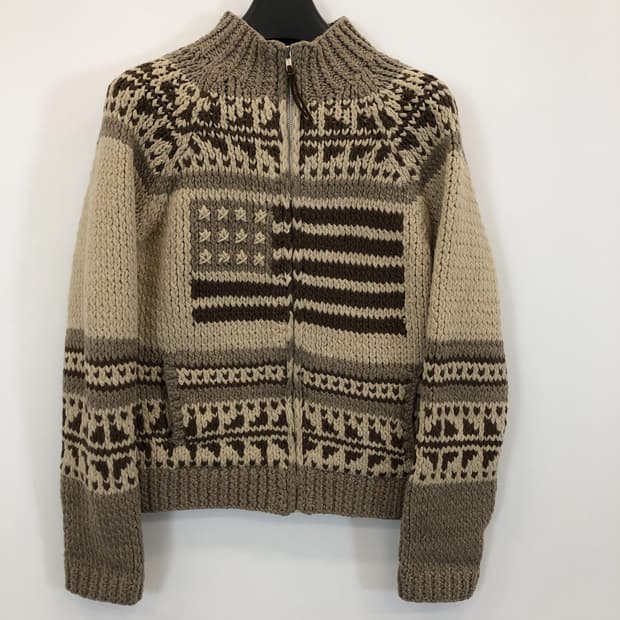 폴로 성조기 코위찬 니트집업 헤비울 M