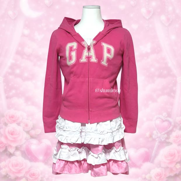 얼짱시대 갭 딸기핑크 펄로고 후드집업